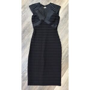 Betsy & Adam Black Sheath Dress Size 2 Mesh Panel Cocktail Formal